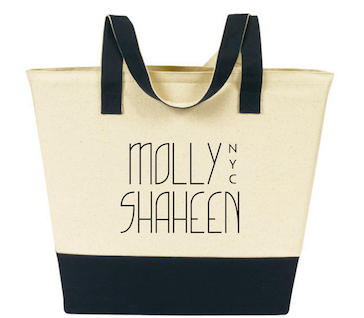 Black/Natural Cotton Canvas Shopping Tote Bag